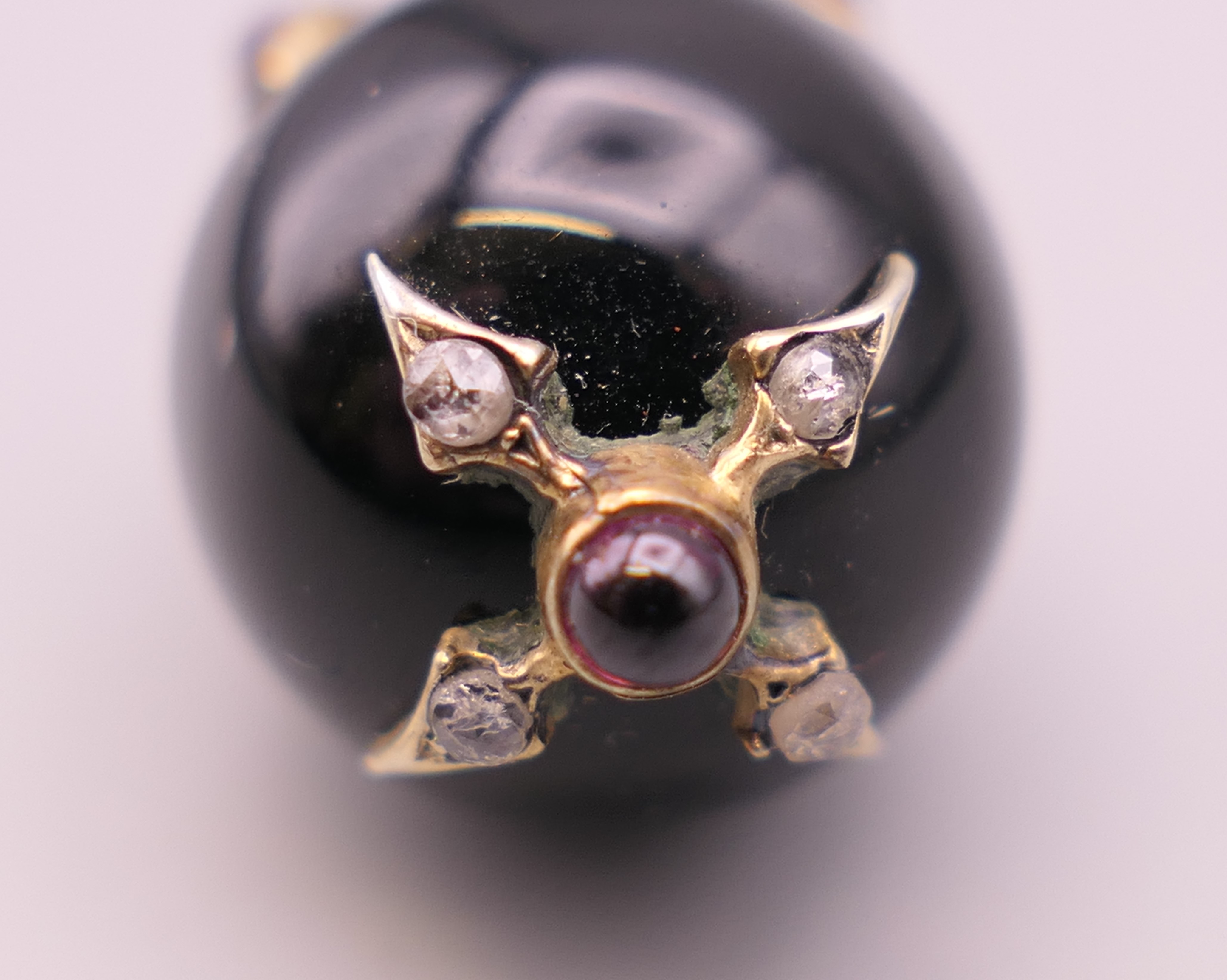 A jewelled silver mounted egg form pendant. 3 cm high. - Image 6 of 8