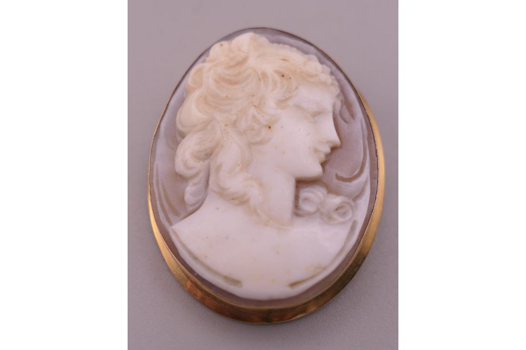 A 9 ct gold mounted cameo pendant on chain and a cameo brooch. Pendant 2 cm high, brooch 3. - Image 4 of 5