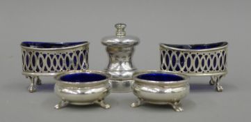 A quantity of various silver cruets. 136.9 grammes of weighable silver.