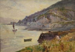 ERNEST WALBURN, Cornish Cove, oil on panel, signed with monogrammed, framed. 35 x 25 cm.