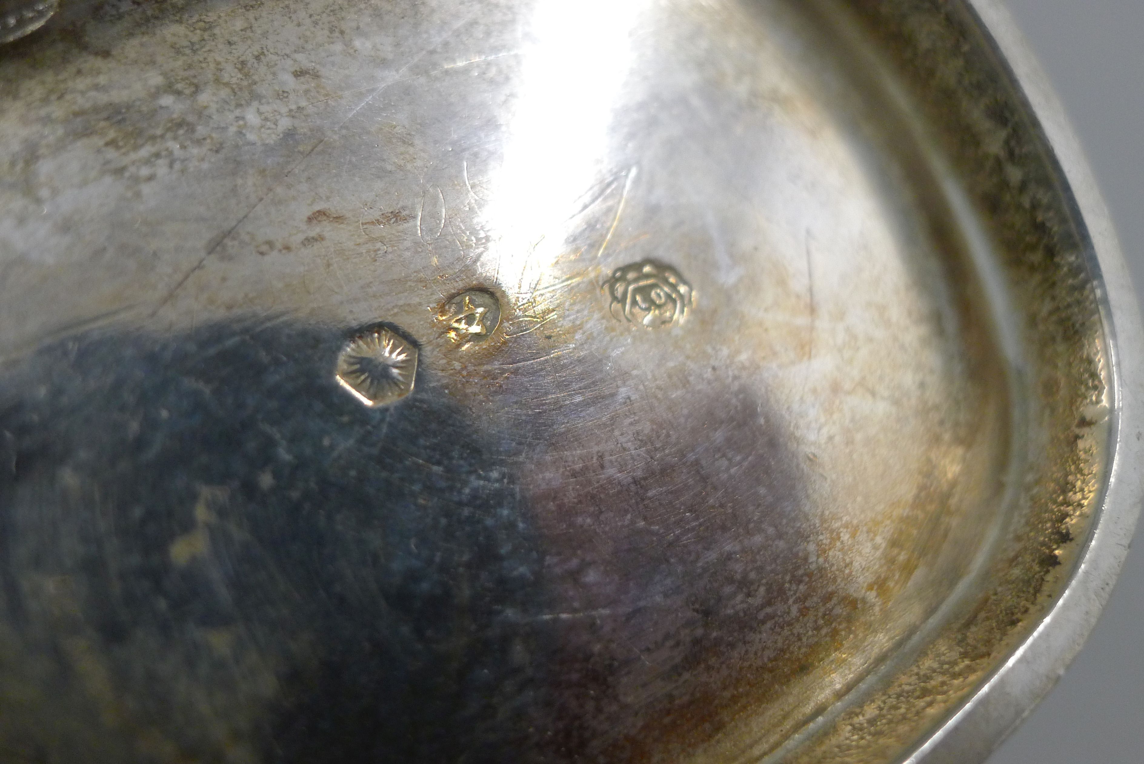A silver tazza (the foot and handles possibly silver plated) and a plated tea set. The former 22. - Image 6 of 13
