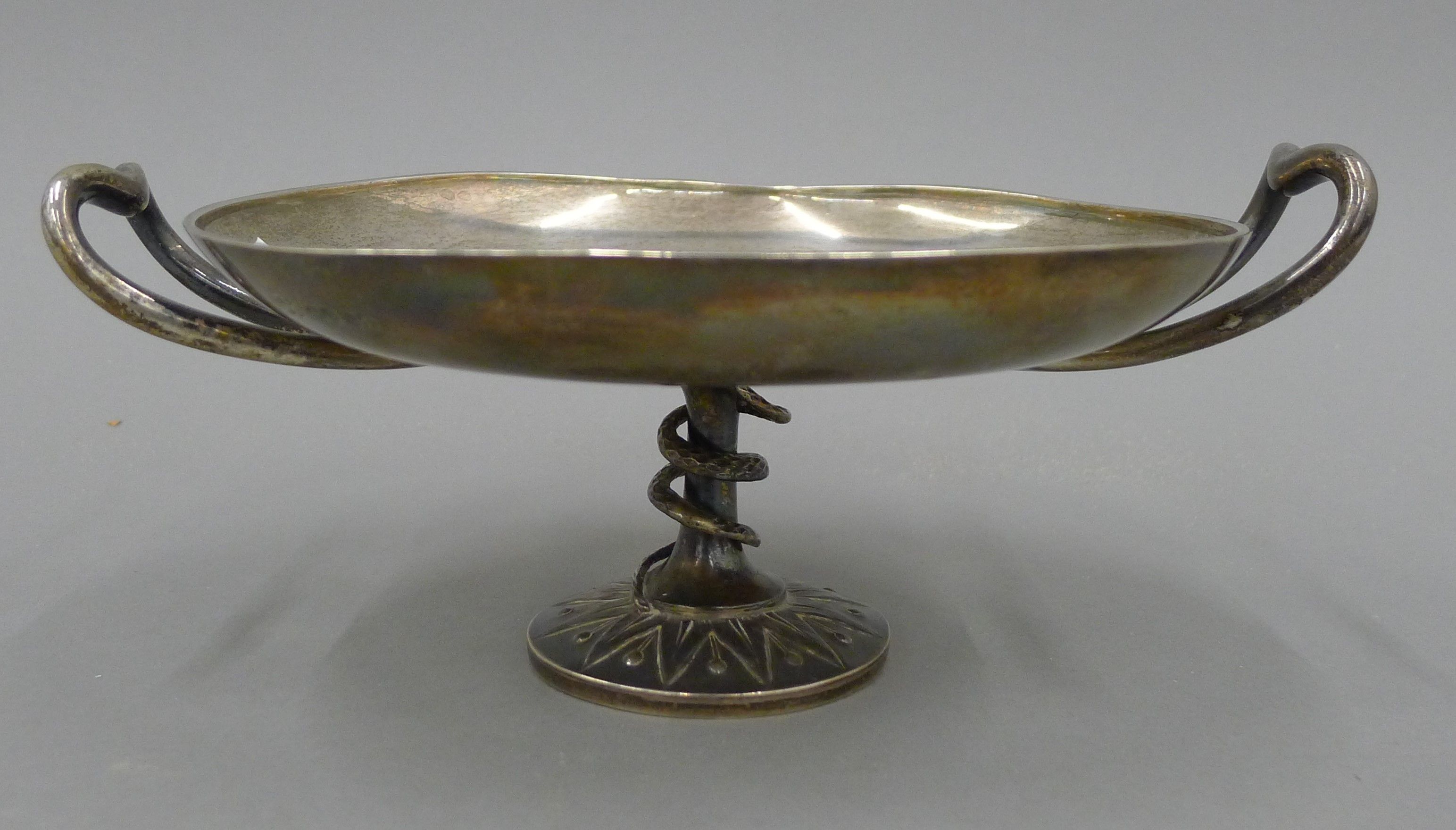 A silver tazza (the foot and handles possibly silver plated) and a plated tea set. The former 22. - Image 9 of 13