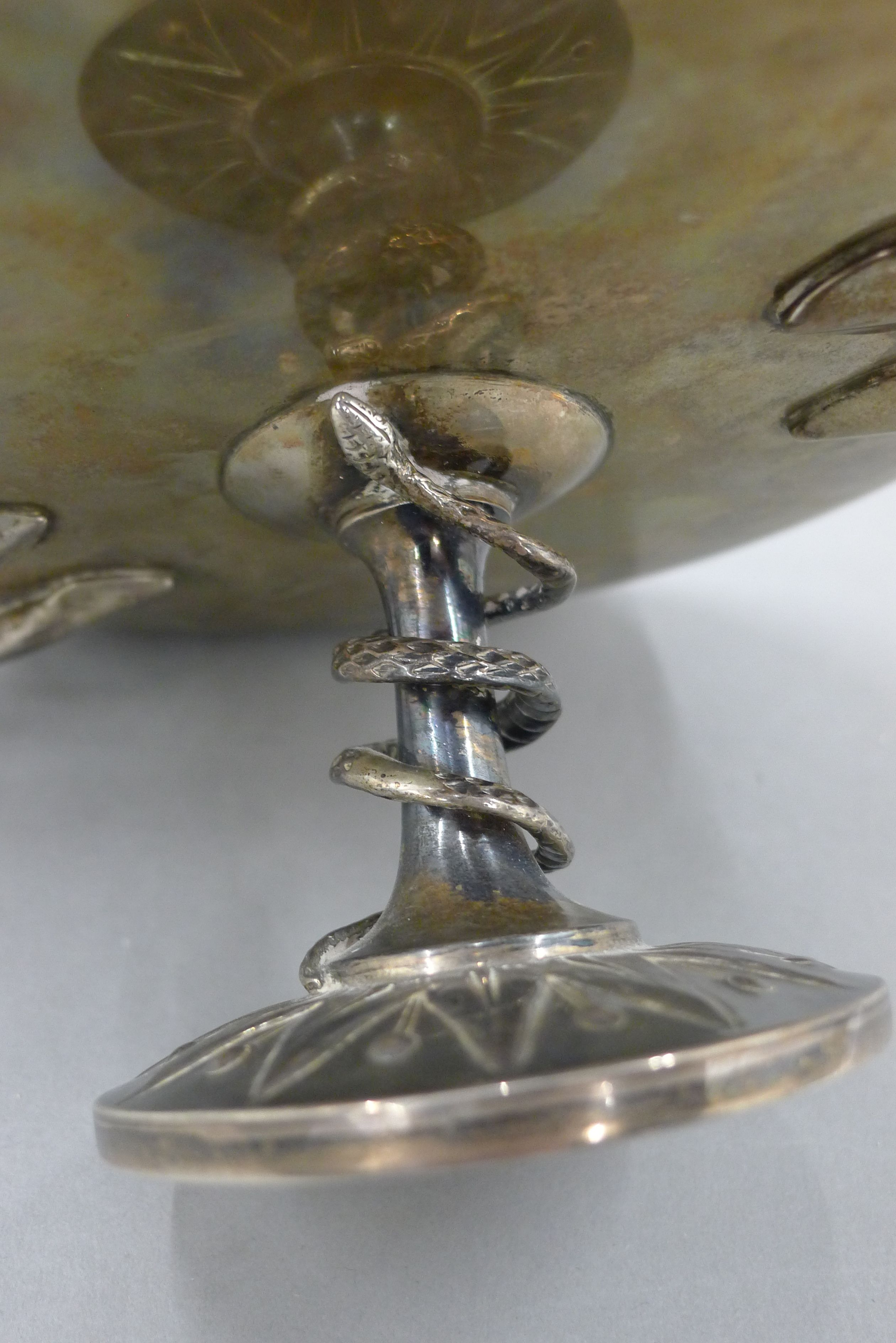 A silver tazza (the foot and handles possibly silver plated) and a plated tea set. The former 22. - Image 12 of 13