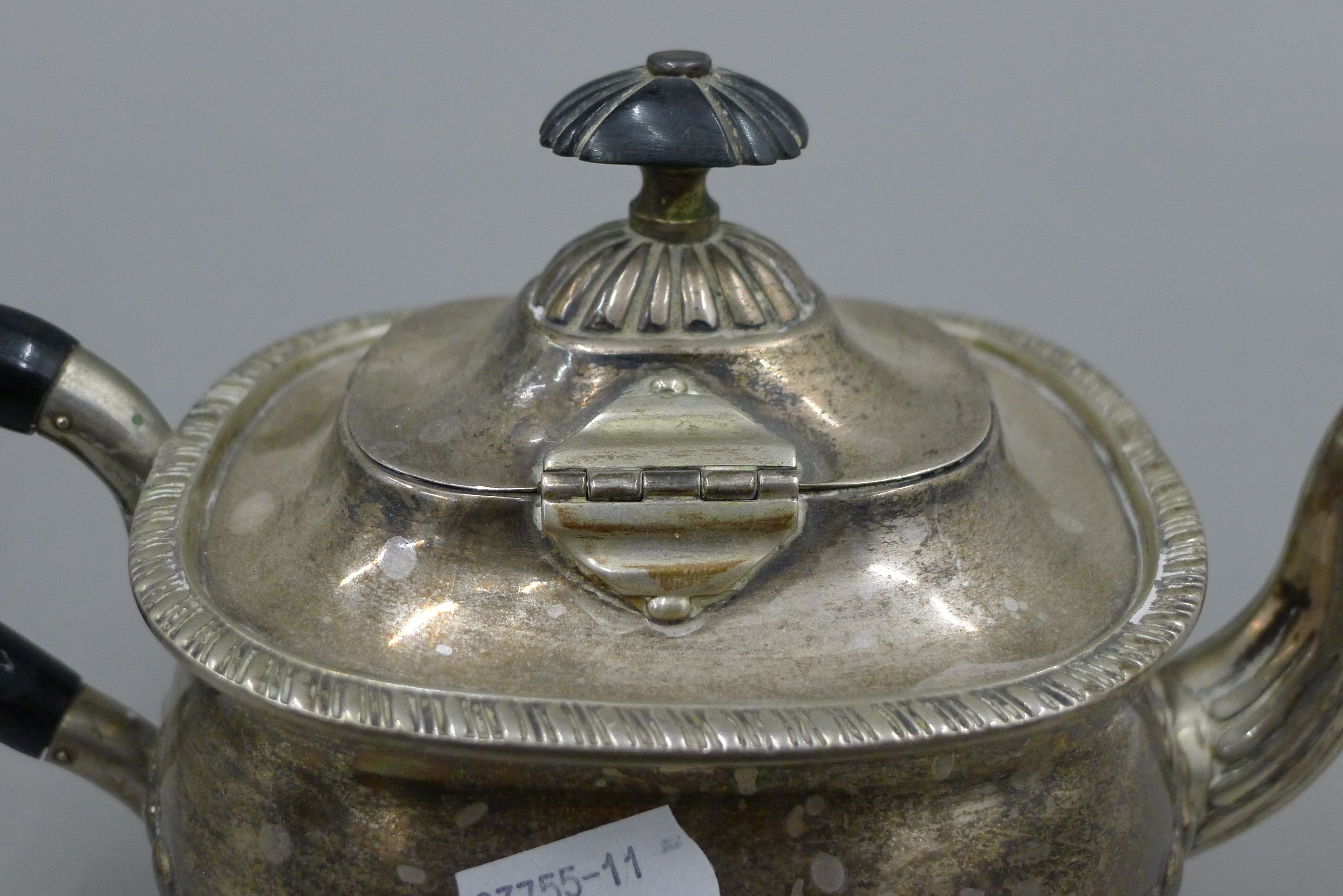 A silver tazza (the foot and handles possibly silver plated) and a plated tea set. The former 22. - Image 3 of 13