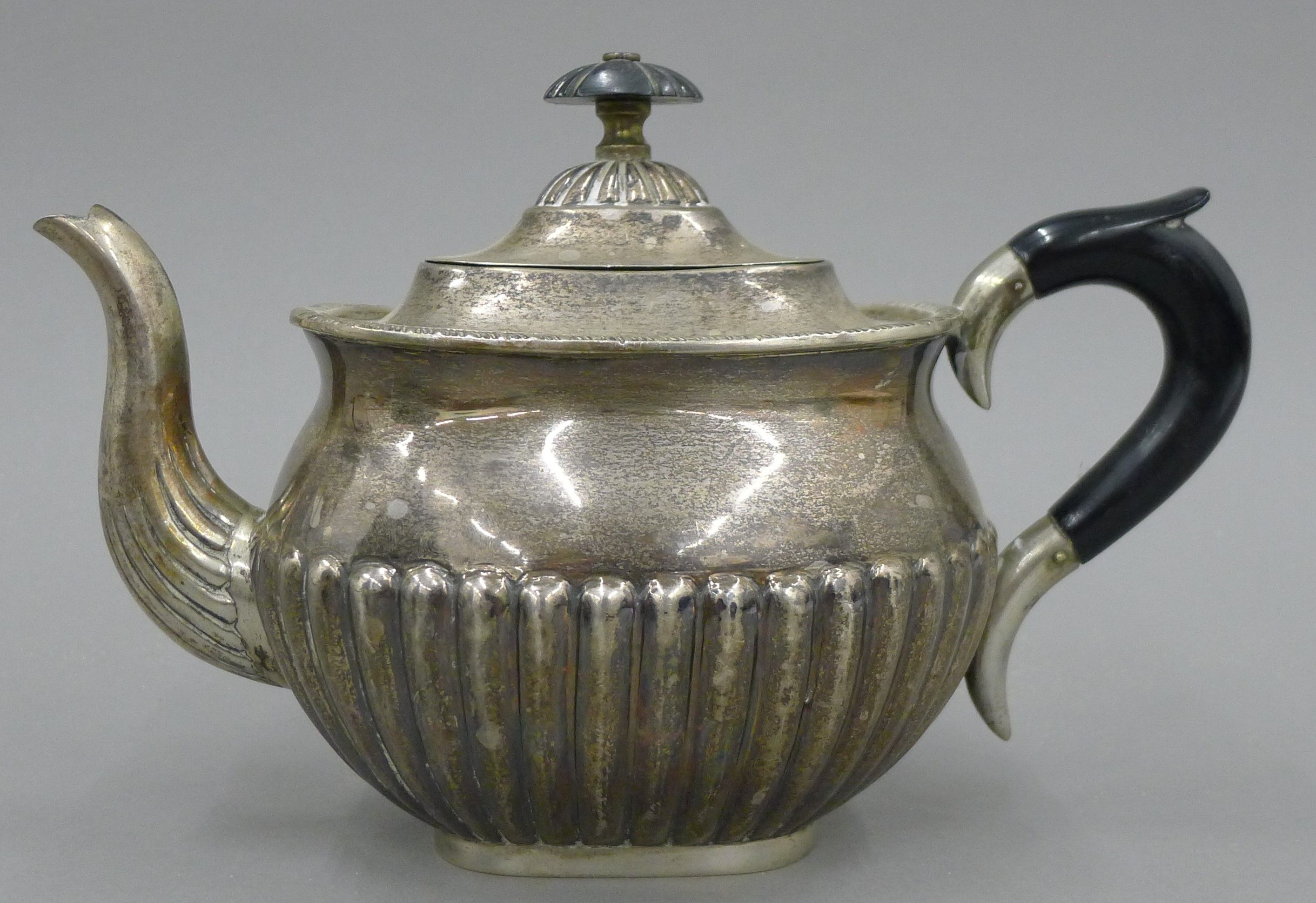 A silver tazza (the foot and handles possibly silver plated) and a plated tea set. The former 22. - Image 2 of 13