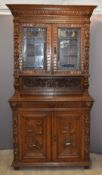 Victorian carved oak Art Nouveau / Arts & Crafts dresser with ringed lion mask decoration and