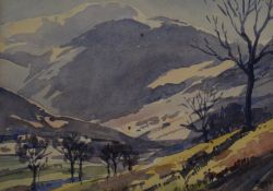 Len Roope (1917-2005) watercolour landscape, 'Seathwaite and Glaramara' Lake District scene,