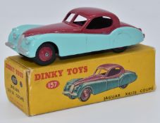 Dinky Toys diecast model Jaguar XK120 Coupé with two-tone turquoise and cerise body, 157, in
