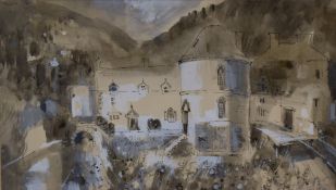 Gerald Cox pen and gouache, 'The Round House, Chalford', Nr Stroud, Gloucestershire, signed lower