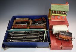 Hornby 0 Gauge No.101 Tank Passenger Set together with No.1 Refrigerator Van, No.2 Signal Cabin