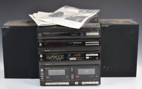 Technics hifi comprising turntable, tuner, amplifier and tape deck with KEF speakers