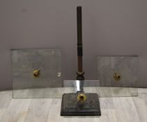 Glass shop fitting display stand comprising base and three graduated shelves, largest shelf 30 x