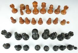 Staunton style carved wooden chess set, height of king 8.5cm.