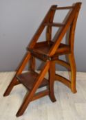 Mahogany metamorphic library chair/steps, H88cm