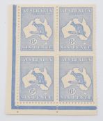 Australia 1915 6d, Kangaroo light M/M corner marginal block of four SG38