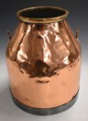 Vintage metal-bound copper milk churn, H37 x D31cm