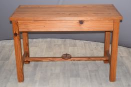 Victorian pine altar table, ex Rodborough Tabernacle and Painswick United Reform Church, W122 x
