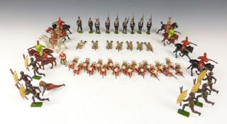 Fifty Britains lead model soldiers including Highland Infantry, Zulu warriors, Cavalry etc.