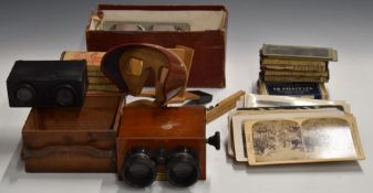19thC stereoscopic viewer and cards, to include Boer war interest Underwood & Underwood example,