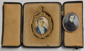 Michaelo Albanesi (1816-1878) Italian portrait miniature of a young gentleman, signed in rolled gold