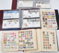 Three albums of world stamps including GB and two albums of first day covers