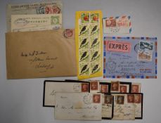 Two box files of GB and world stamps, first day covers and covers, including eleven 1d reds on