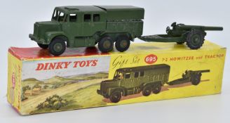 Dinky Toys diecast model Gift Set 7.2 Howitzer and Tractor both with military green body and hubs,