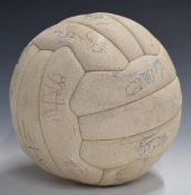 Sondico football with 21 signatures from the 1990-91 Manchester United football team including Brian