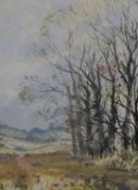 Roy Perry watercolour 'Elm Trees Linkenholt', Nr Andover, Hampshire, signed lower left and titled