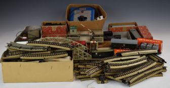 A collection of Marklin 00 gauge model railway locomotives, coaches, rolling stock, track and