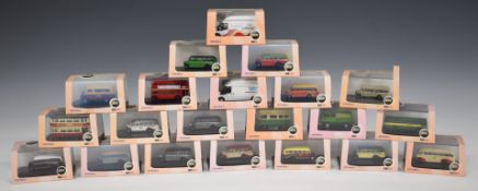 Twenty-one Oxford Omnibus 1:76 scale diecast model buses and coaches, all in original display boxes.