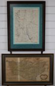 Robert Morden map of Kent, 34 x 63cm, Ogilby road map from London to Hith [Hythe Kent], with further