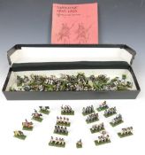 Collection of small scale Napoleonic army figures and a related booklet by R M Evans