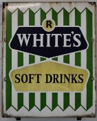 R Whites vintage enamel advertising sign, 64 x 52cm