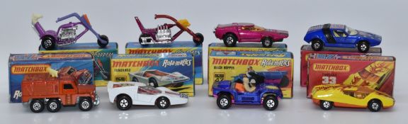 Eight Matchbox diecast model vehicles Rola-matics 16, 35, 39 and 47 and Streakers 33 and 41 and