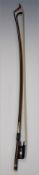 Percival Wilfred Bryant, silver mounted double bass bow, round stick, the ebony frog with 'Paris