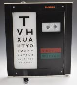 Small optician's illuminated alphabet sign with leads, 32 x 33cm