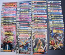 Twenty-six Werewolf By Night comics by Marvel together with 25 issues of Tomb of Dracula