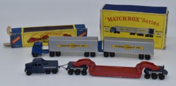 Two Matchbox Lesney and Moko Lesney diecast model Major Packs Inter-State Double Freighter M-9 and