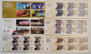 London 2012 Olympic Team GB Olympic and Paralympics gold medal winners, all in miniature sheets in
