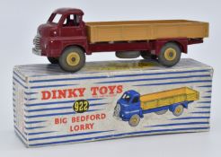 Dinky Supertoys diecast model Big Bedford Lorry with maroon cab and beige bed and hubs, 922, in