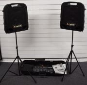 Peavey Escort 2000 portable PA system 150 watt powered mixer with speakers, in wheeled travel pod