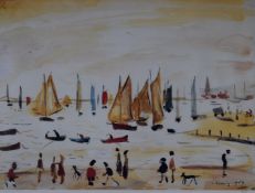 Laurence Stephen Lowry RBA RA (1887-1976) limited edition (823/850) print 'Yachts', with blind stamp
