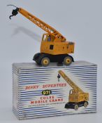 Dinky Toys diecast model Coles Mobile Crane with yellow body and hubs and black chassis, 971, in