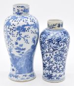 Two Chinese 19thC blue and white vases with four character marks to base, largest 23.5cm tall