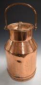 Vintage Stroud Creamery swing-handled copper milk churn and lockable cover, H46cm