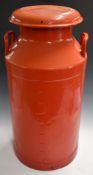 Cotteswold Dairy, Tewkesbury, red painted aluminium twin-handled milk churn, H72cm