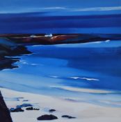 Pam Carter (Scottish, b1952) signed limited edition (644/850) print island bay with houses beyond,