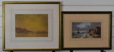 Attributed to William George Tuck (1900-1999) watercolour sailing boats by the sea shore, 21 x 29cm,