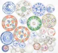Large collection of 18th/19thC and later Chinese porcelain plates, dishes, coffee cans, tea bowls,
